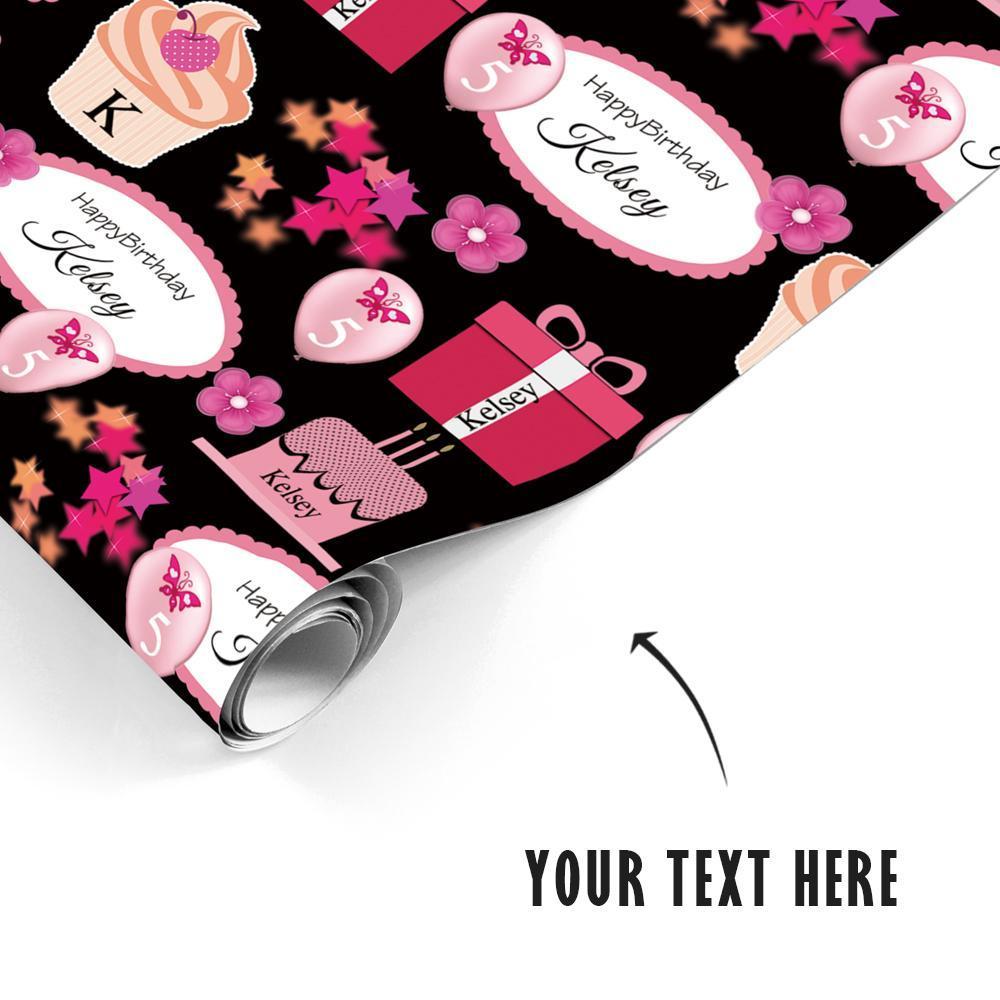 Custom Name & Age Birthday Gift Wrapping Paper