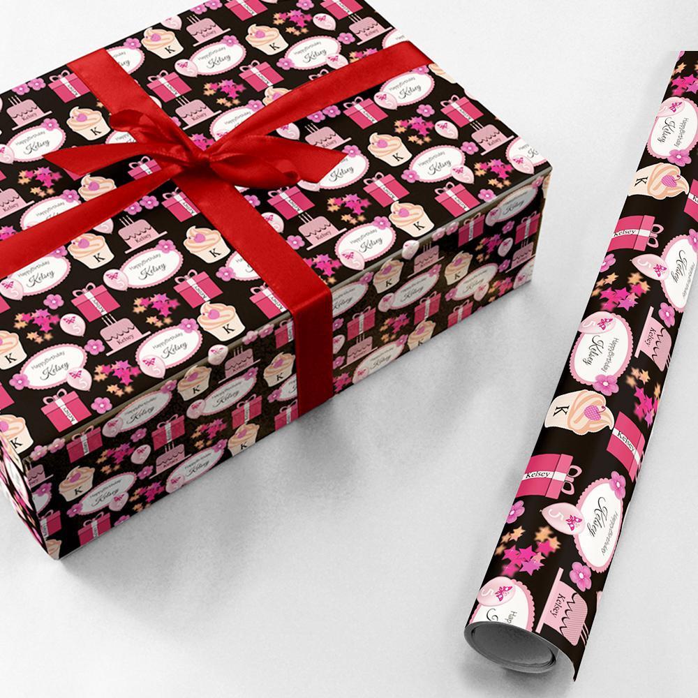 Custom Name & Age Birthday Gift Wrapping Paper