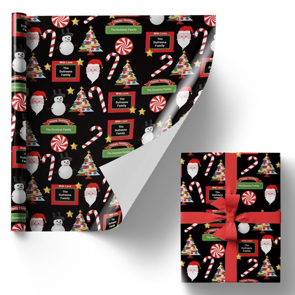 Custom Family Name Christmas Gift Wrapping Paper