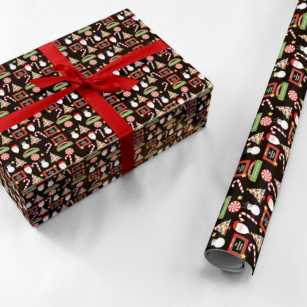 Custom Family Name Christmas Gift Wrapping Paper