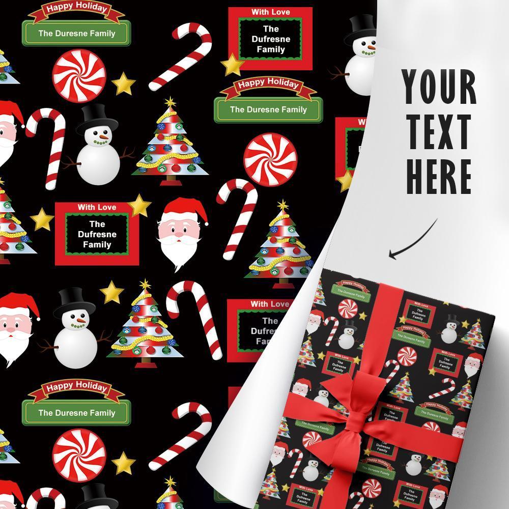 Custom Family Name Christmas Gift Wrapping Paper