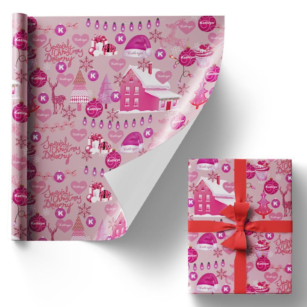 Custom Name & Initials Birthday Gift Wrapping Paper