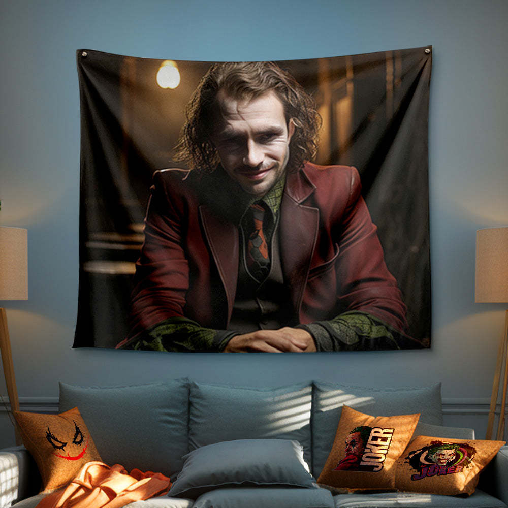 Custom Face Joker Tapestry Personalized Photo Portrait Gifts for Him - mysiliconefoodbag