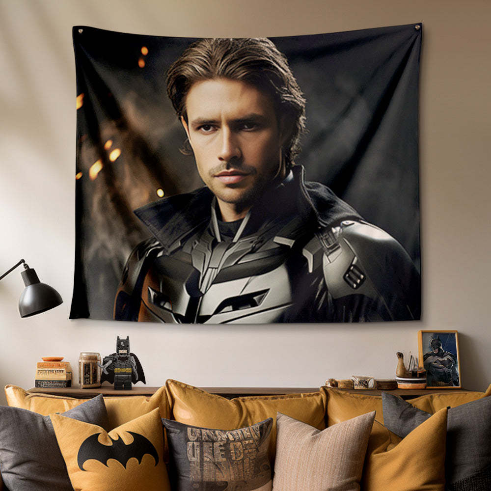 Personalized Face Batman Tapestry Custom Photo Portrait Gifts for Him - mysiliconefoodbag
