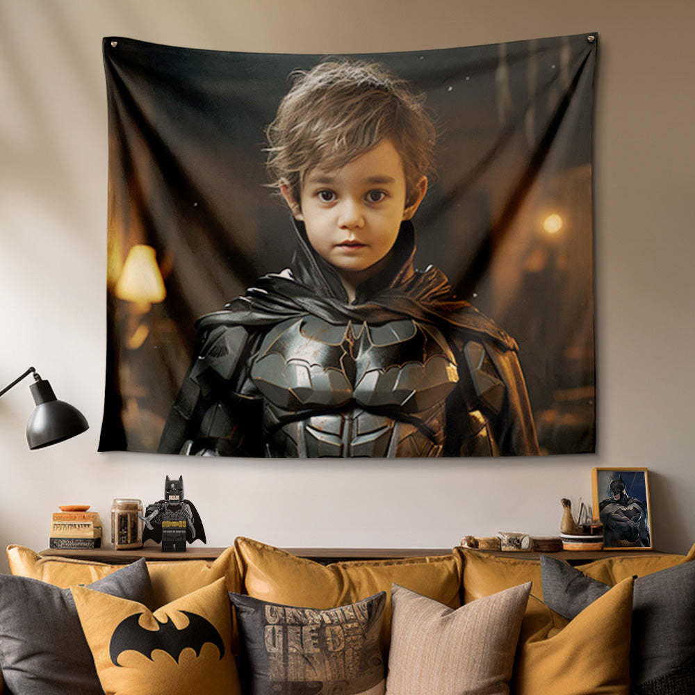 Personalized Face Batman Tapestry Custom Photo Portrait Gifts for Him - mysiliconefoodbag