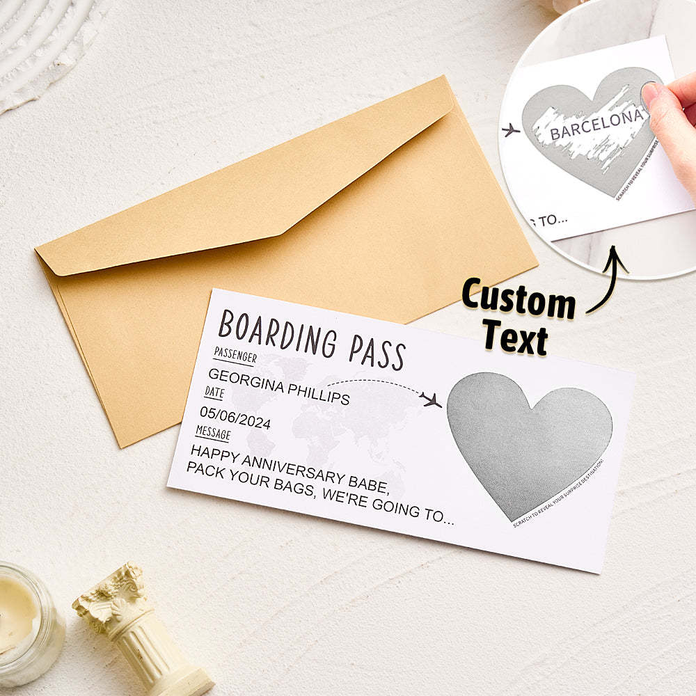 Custom Boarding Pass Scratch Reveal Card Personalized Surprise Holiday Trip Gift for Couple - mysiliconefoodbag