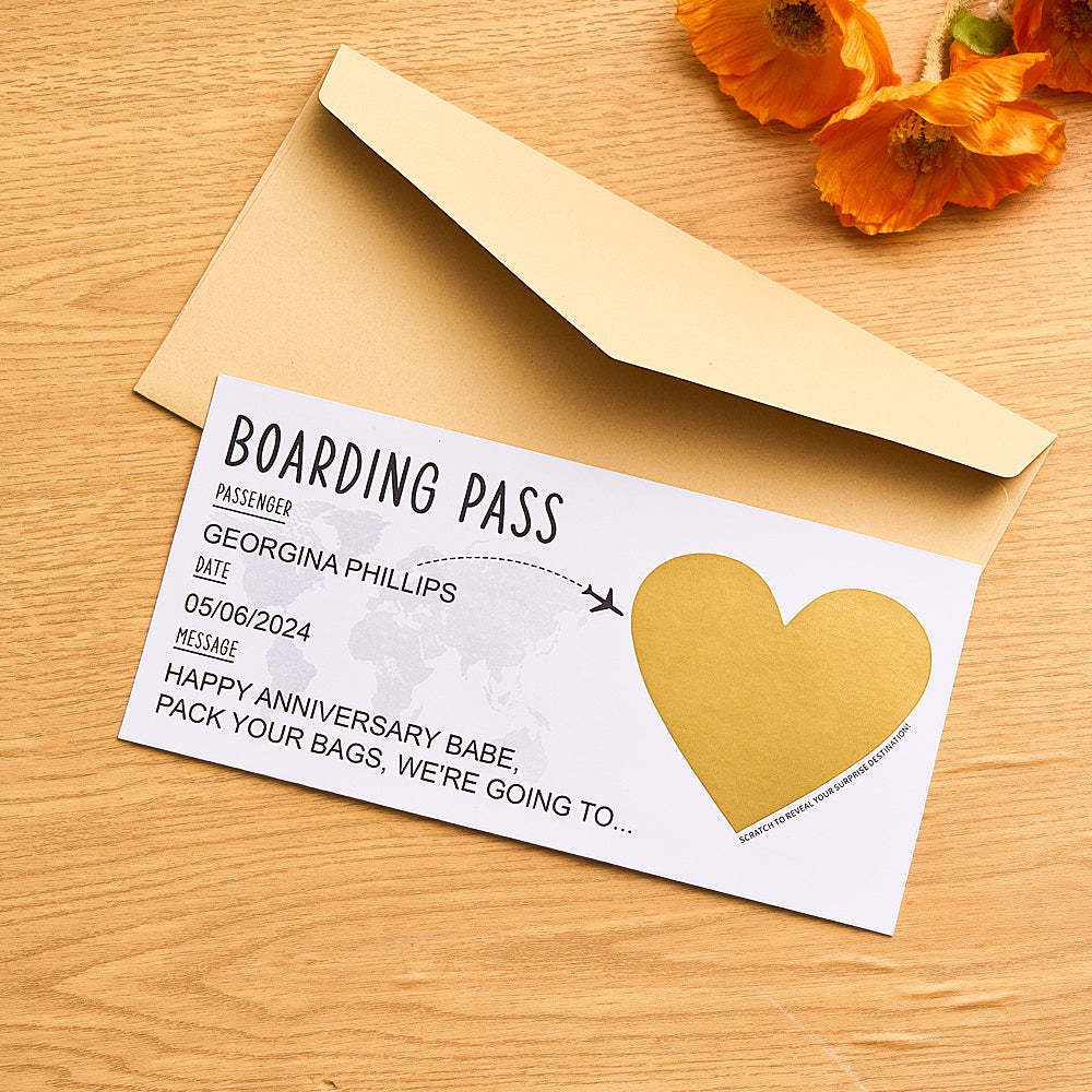 Custom Boarding Pass Scratch Reveal Card Personalized Surprise Holiday Trip Gift for Couple - mysiliconefoodbag