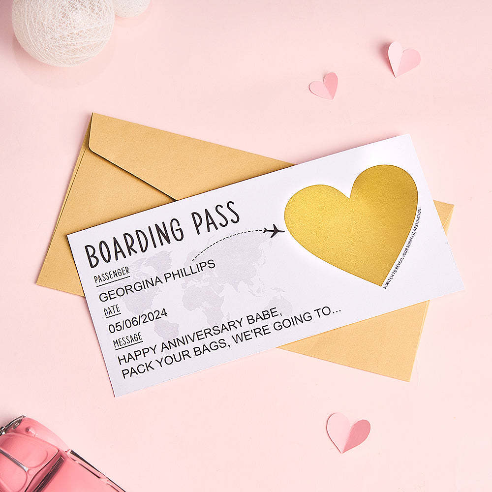 Custom Boarding Pass Scratch Reveal Card Personalized Surprise Holiday Trip Gift for Couple - mysiliconefoodbag
