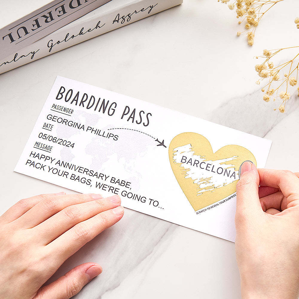 Custom Boarding Pass Scratch Reveal Card Personalized Surprise Holiday Trip Gift for Couple - mysiliconefoodbag
