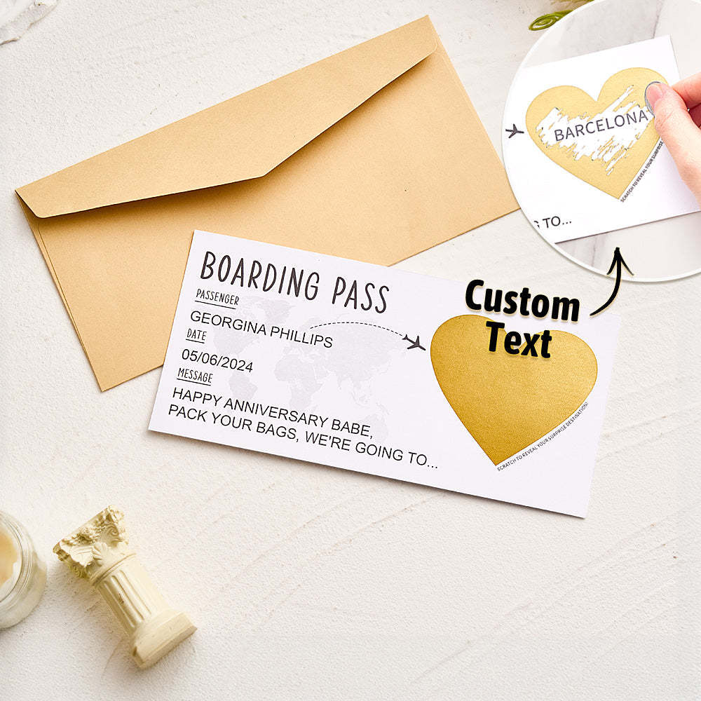 Custom Boarding Pass Scratch Reveal Card Personalized Surprise Holiday Trip Gift for Couple - mysiliconefoodbag