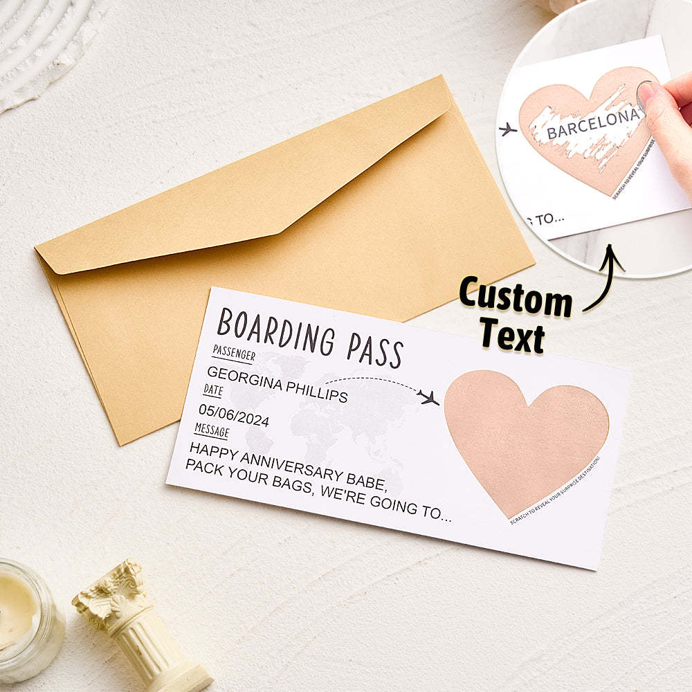 Custom Boarding Pass Scratch Reveal Card Personalized Surprise Holiday Trip Gift for Couple - mysiliconefoodbag
