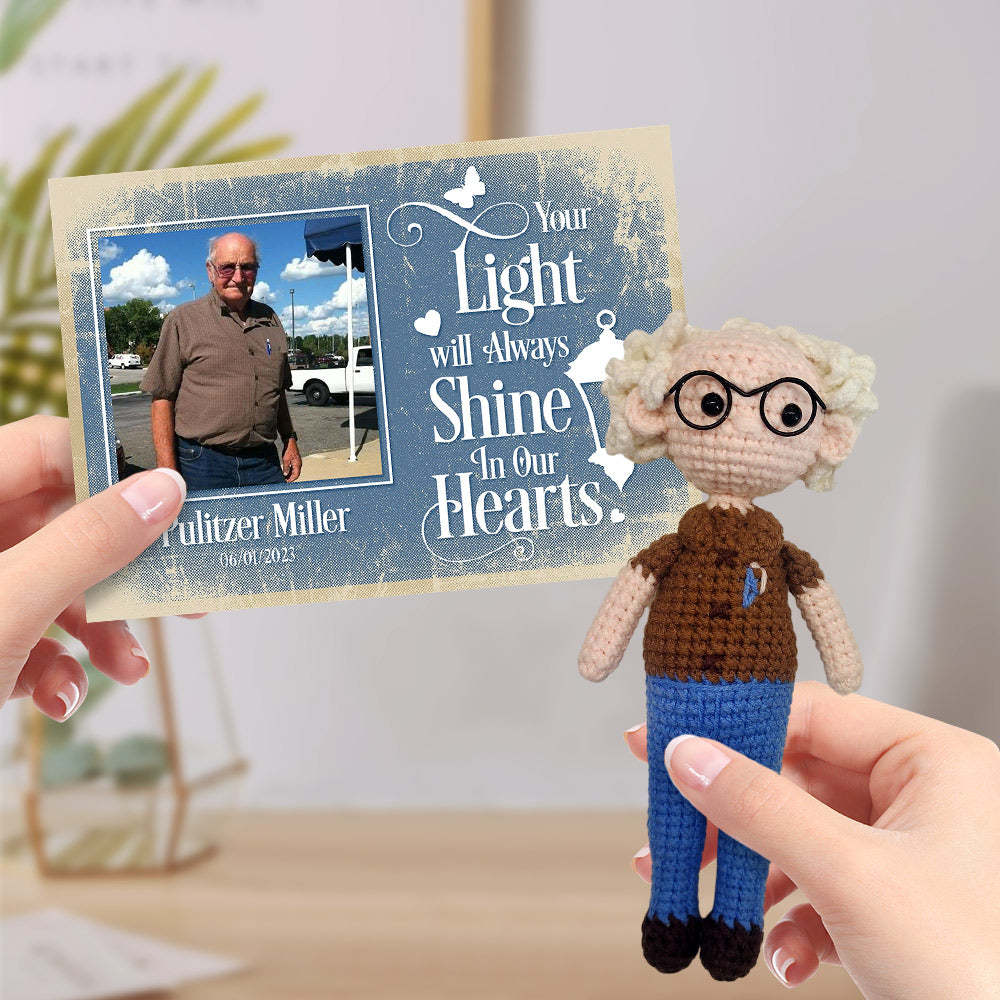 Custom Crochet Doll from Photo Handmade Look alike Dolls with Personalized Name Memorial Card Gifts for Kids and Adults - mysiliconefoodbag