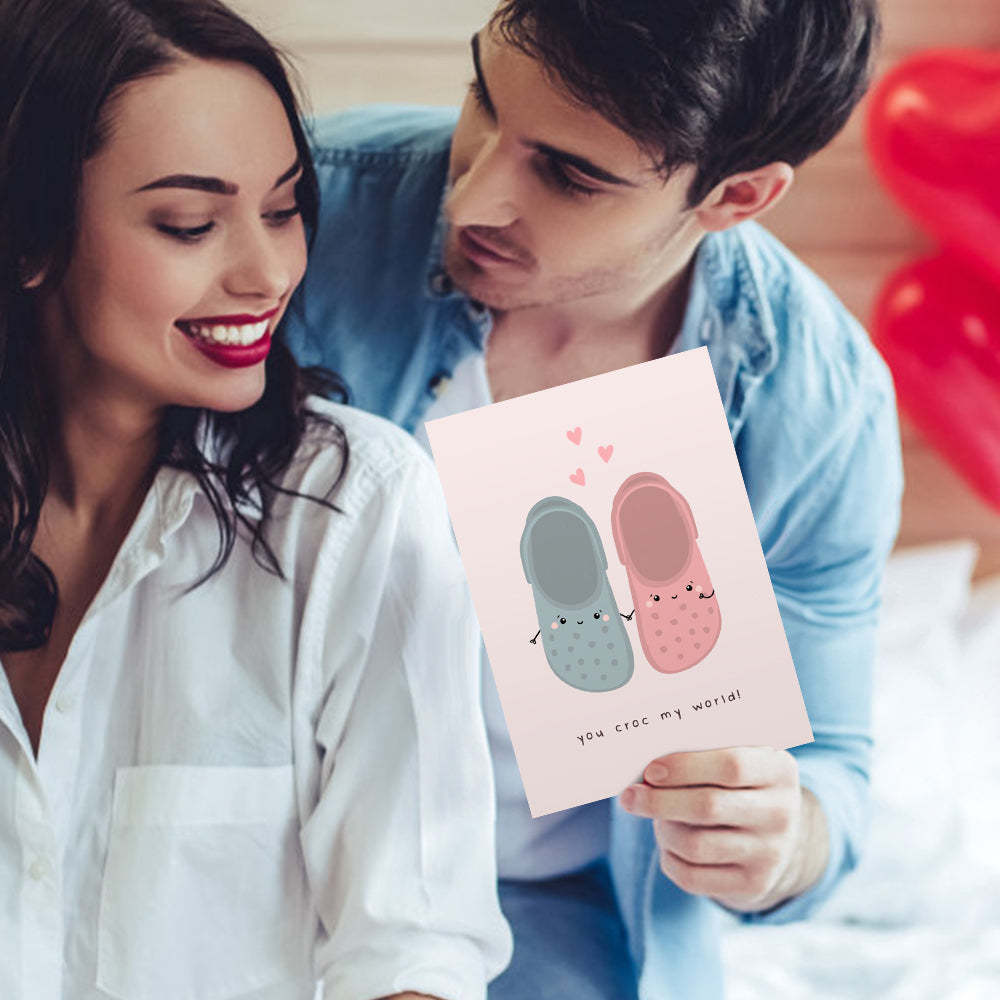 You Croc My World Funny Pun Valentine's Day Greeting Card - mysiliconefoodbag