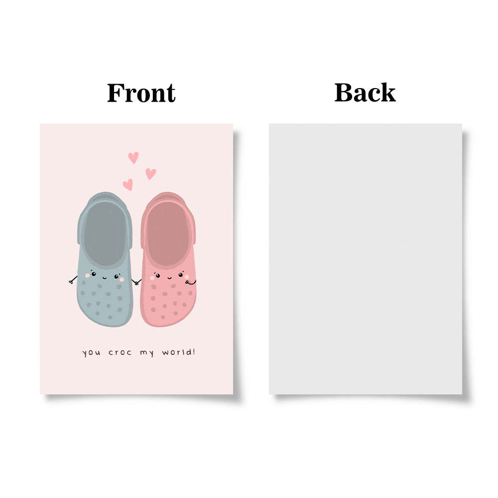 You Croc My World Funny Pun Valentine's Day Greeting Card - mysiliconefoodbag