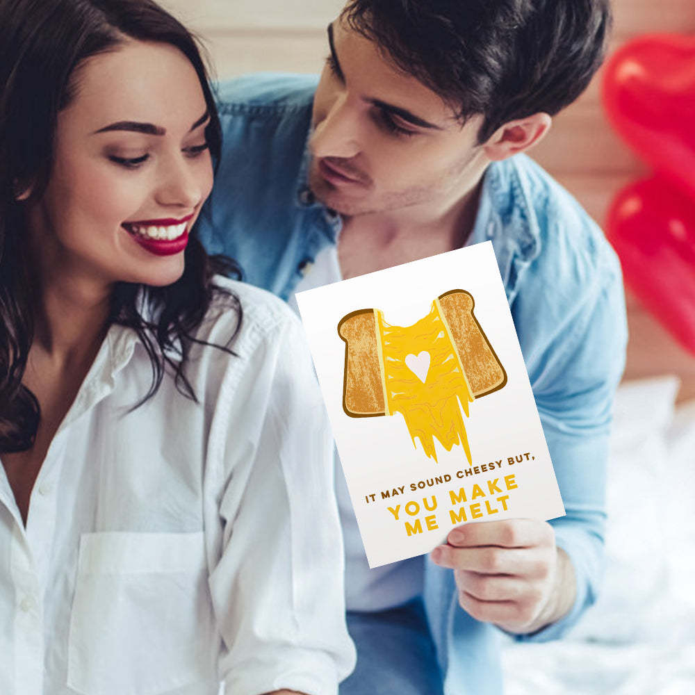 Funny Melting Grilled Cheese Greeting Card Gift for Her or Him - mysiliconefoodbag