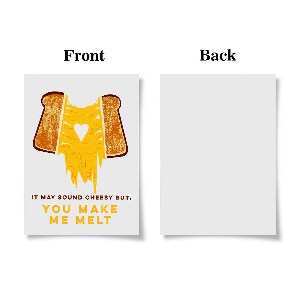 Funny Melting Grilled Cheese Greeting Card Gift for Her or Him - mysiliconefoodbag