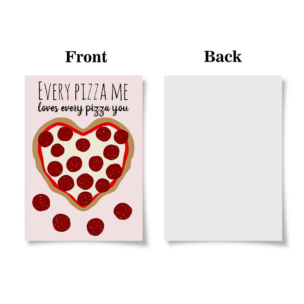 Funny Cute Pizza Heart Valentine's Day Card - mysiliconefoodbag