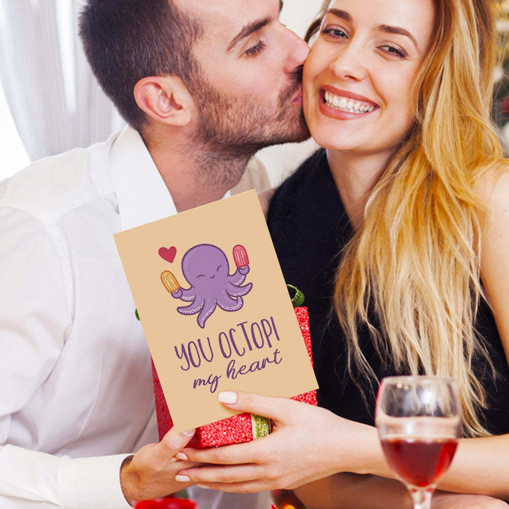 Funny You Octopi My Heart Octopus Valentine's Day Card - mysiliconefoodbag