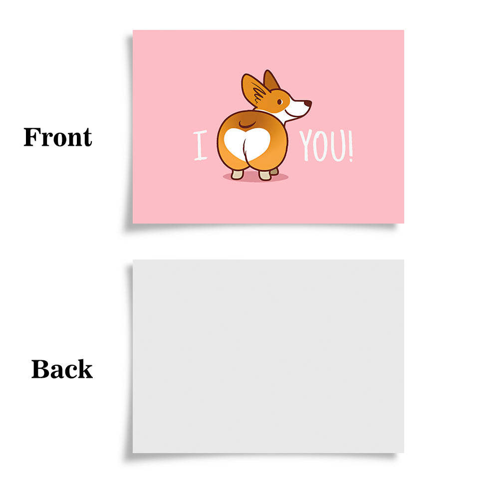 Corgi Butt Funny Valentine's Day Greeting Card - mysiliconefoodbag