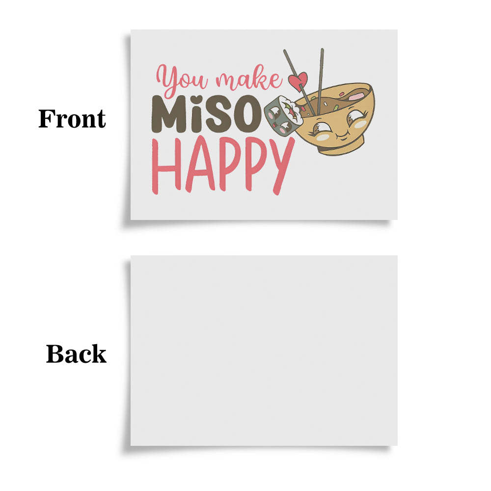 Food Pun You Make Miso Happy Funny Valentine's Day Greeting Card - mysiliconefoodbag