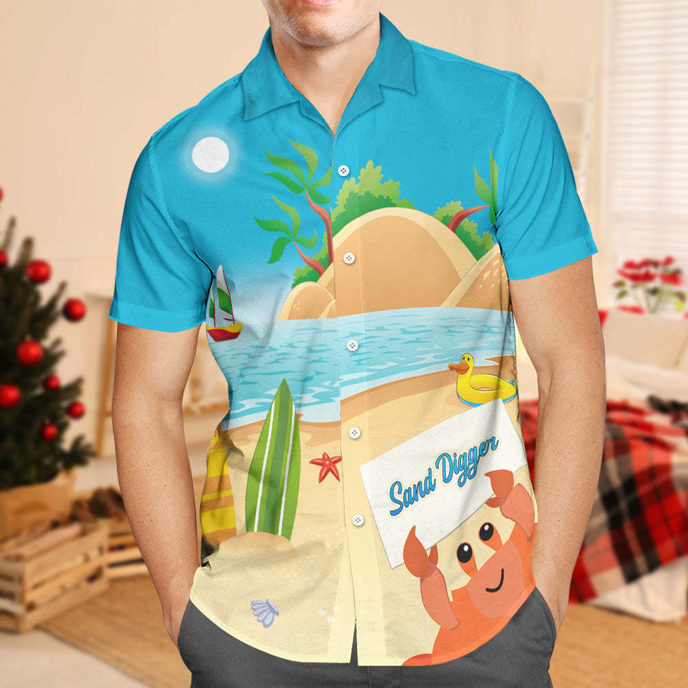 Custom Face Hawaiian Shirt Personalized Text Sand Digger Gifts For Volleyball Lovers - mysiliconefoodbag