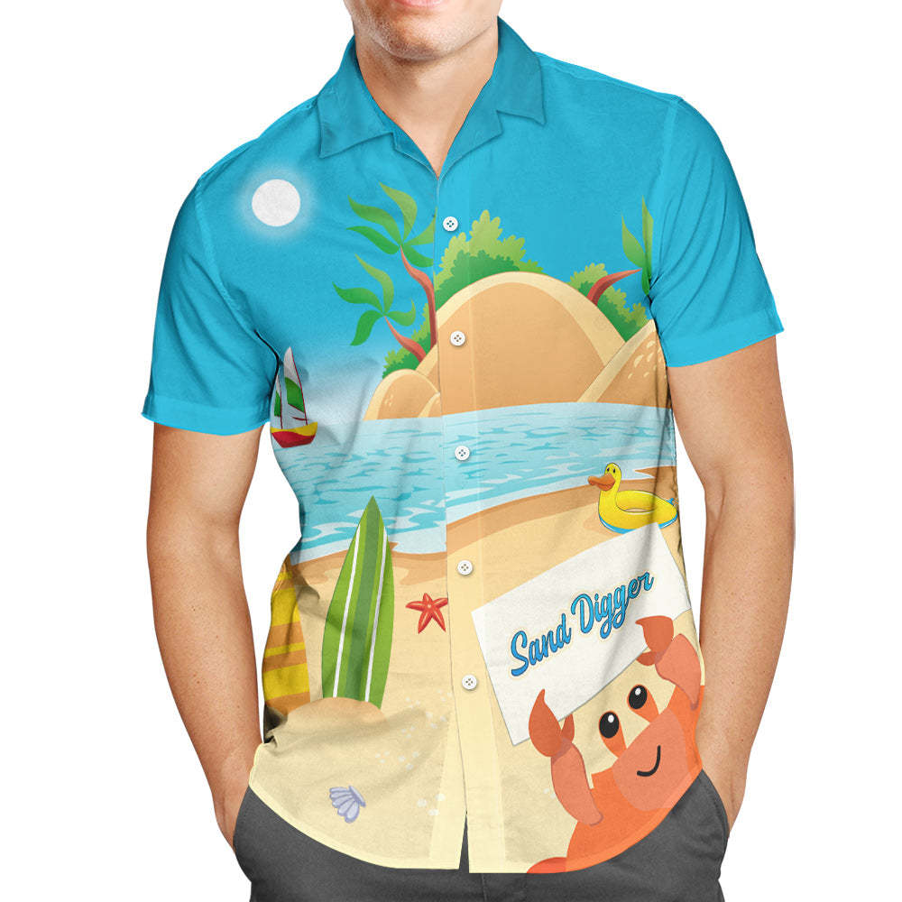 Custom Face Hawaiian Shirt Personalized Text Sand Digger Gifts For Volleyball Lovers - mysiliconefoodbag