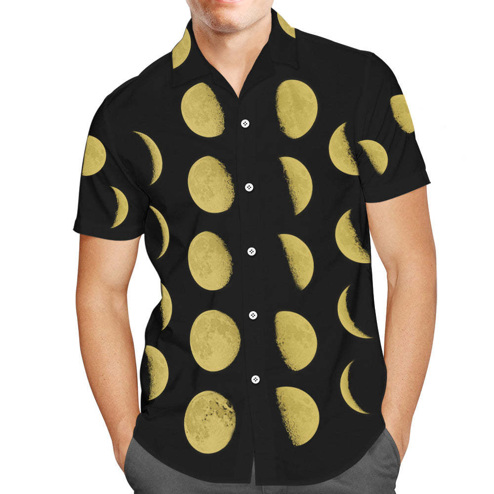 Custom Moon Phase Hawaiian Shirt For Men All Over Print Personalized Shirt - mysiliconefoodbag