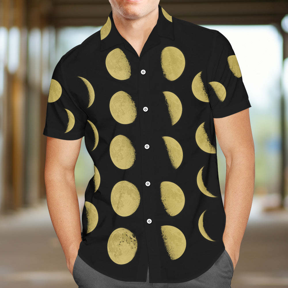 Custom Moon Phase Hawaiian Shirt For Men All Over Print Personalized Shirt - mysiliconefoodbag