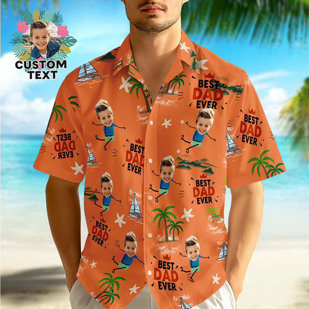Personalized Face Hawaiian Shirt Best Dad Ever Pink Hawaiian Shirt Men Face Hawaiian Shirt Father's Day Gift - MyPhotoSocks