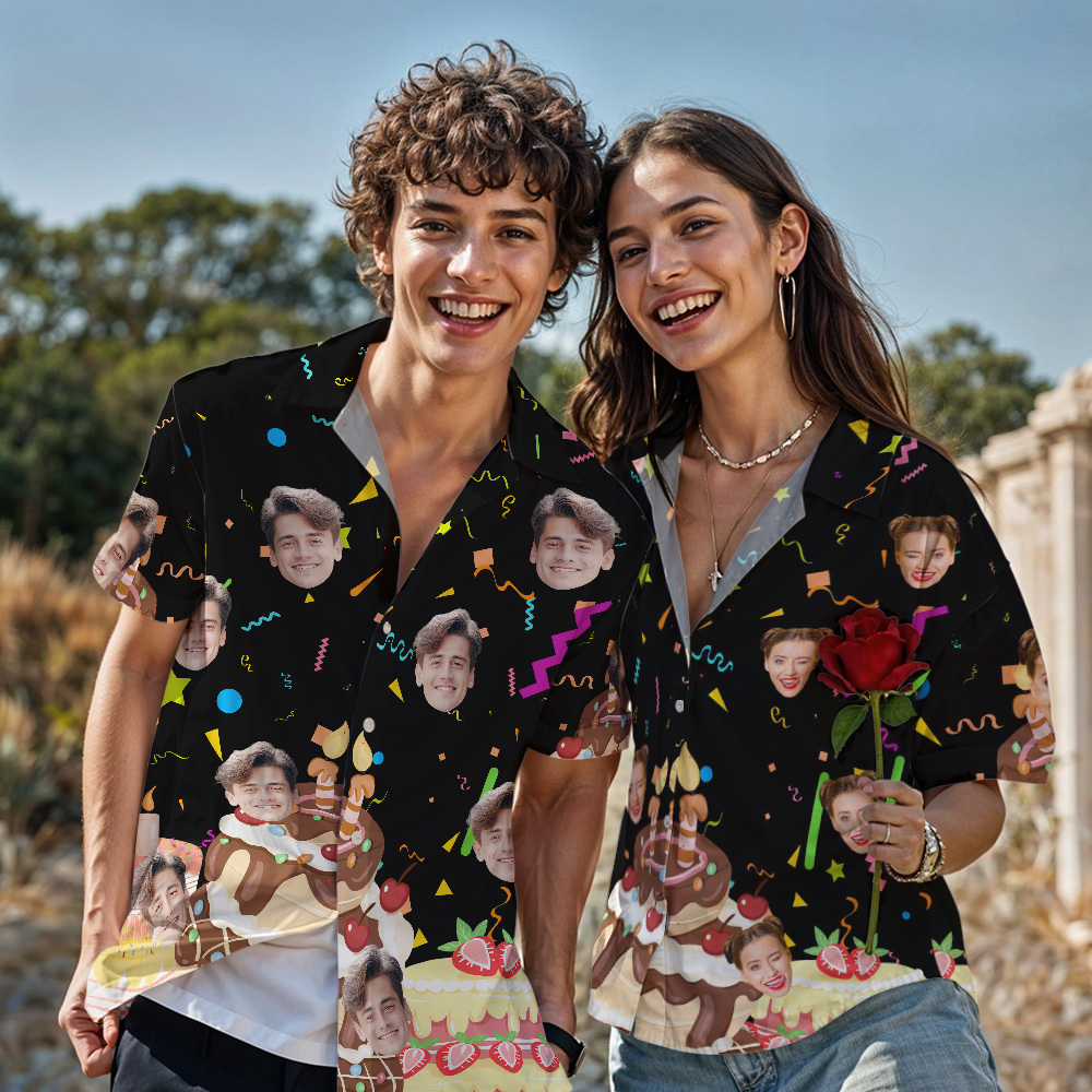 Personalized Face Hawaiian Shirt Personalized Birthday Men Name And Age Hawaiian Shirt Party Gift - MyPhotoSocks