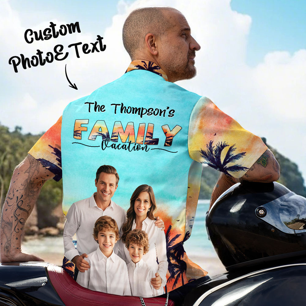 Personalized Face Hawaiian Shirt Family Photo And Text Hawaiian Shirt Gift - MyPhotoSocks