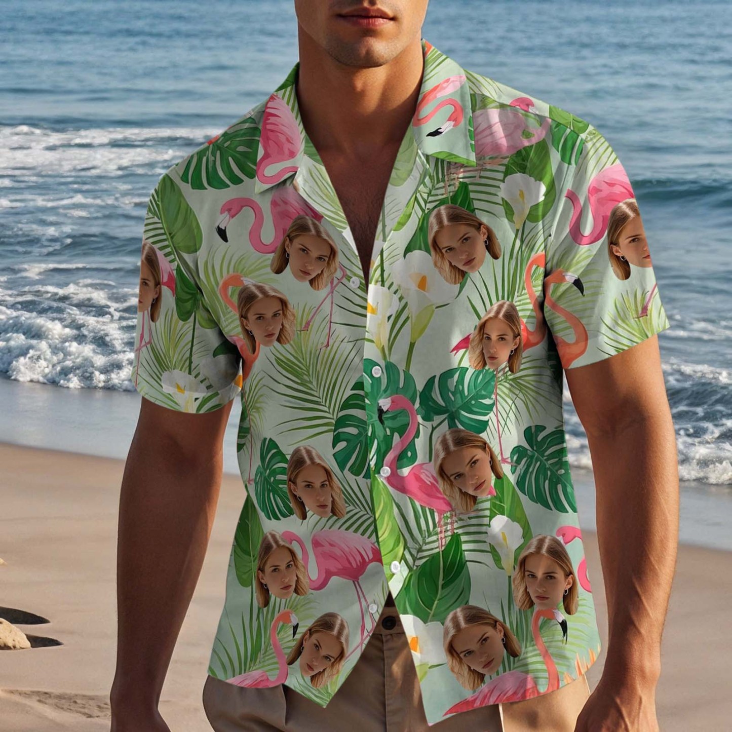 Custom Hawaiian Shirts Colorful Flamingo Aloha Beach Shirt For Men
