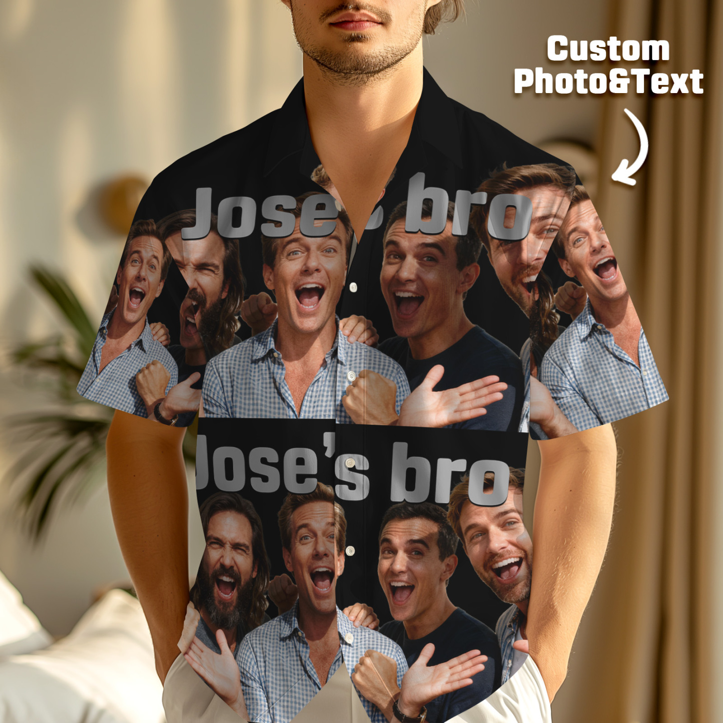 Custom Men's Button Down Shirt Hawaiian Shirt Comfy Print Short Sleeve Christmas Gift For Him