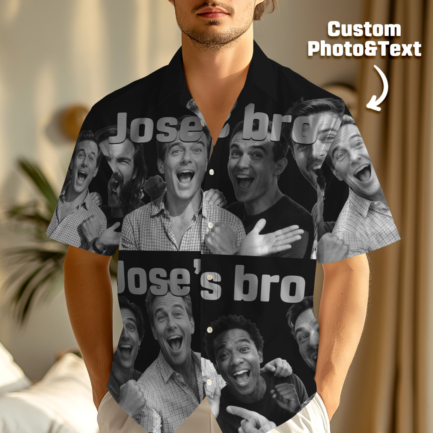 Custom Men's Button Down Shirt Hawaiian Shirt Comfy Print Short Sleeve Christmas Gift For Him