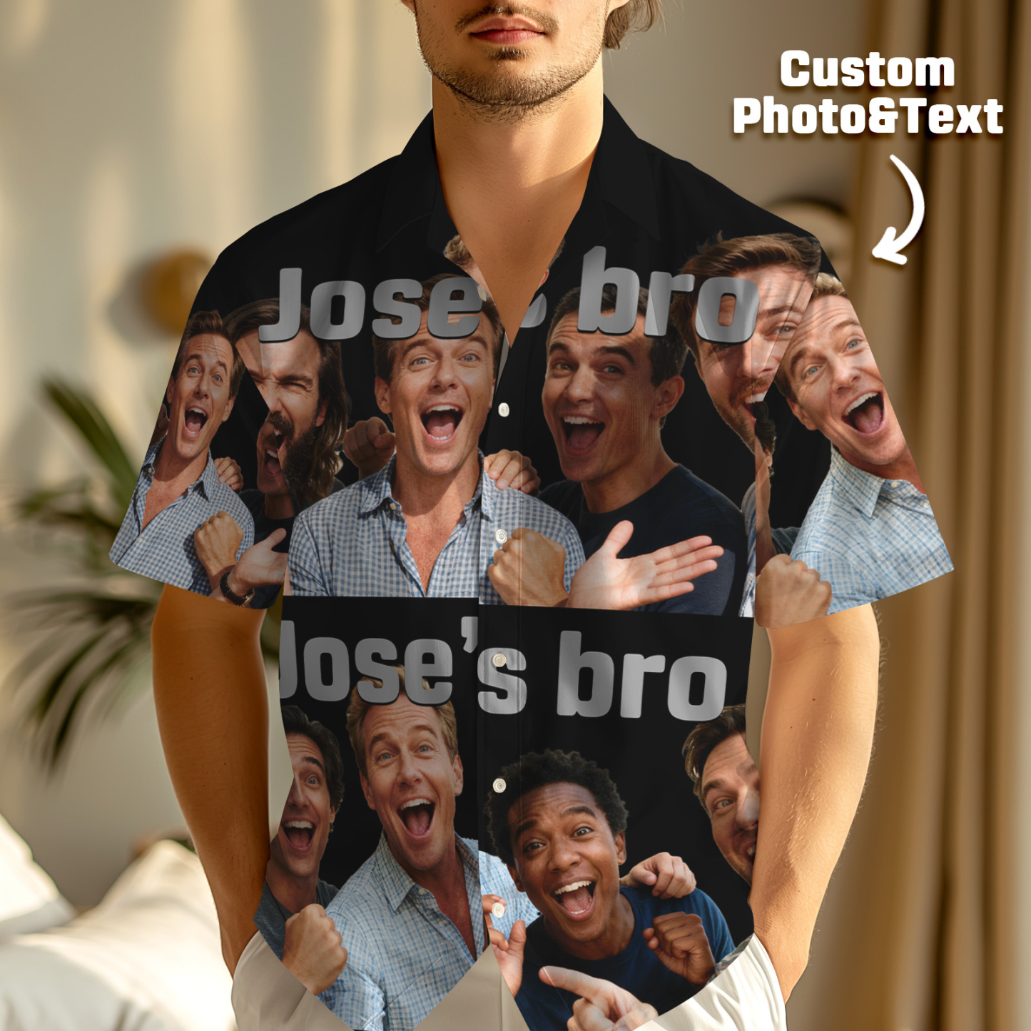 Custom Men's Button Down Shirt Hawaiian Shirt Comfy Print Short Sleeve Christmas Gift For Him