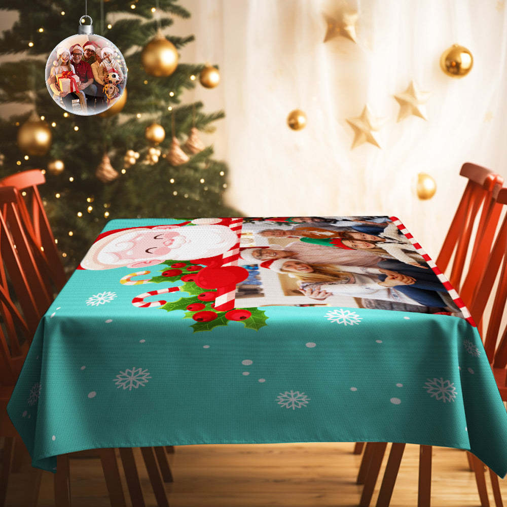 Custom Christmas Santa Photo Tablecloth Personalized Washable Table Cover Christmas Gift - mysiliconefoodbag