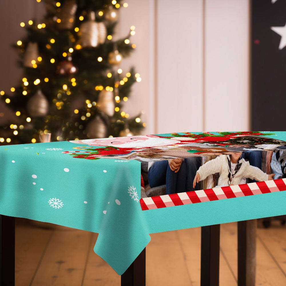 Custom Christmas Santa Photo Tablecloth Personalized Washable Table Cover Christmas Gift - mysiliconefoodbag