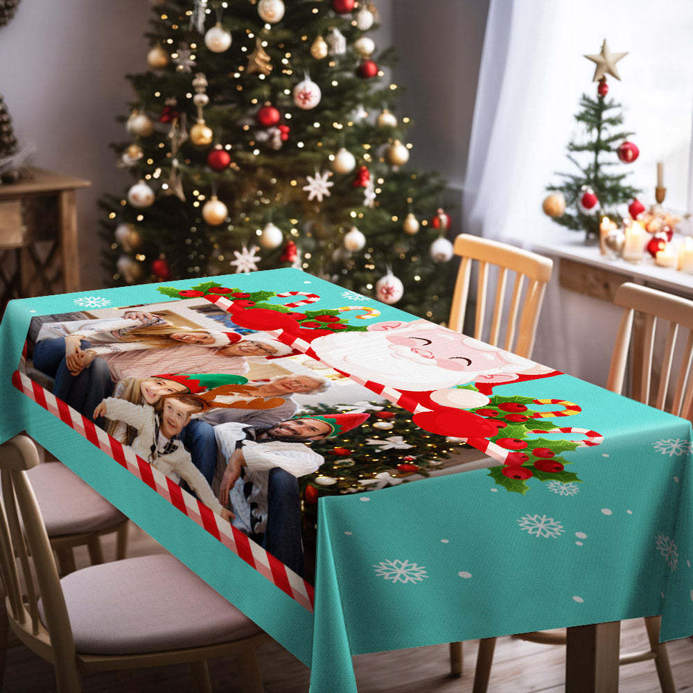 Custom Christmas Santa Photo Tablecloth Personalized Washable Table Cover Christmas Gift - mysiliconefoodbag