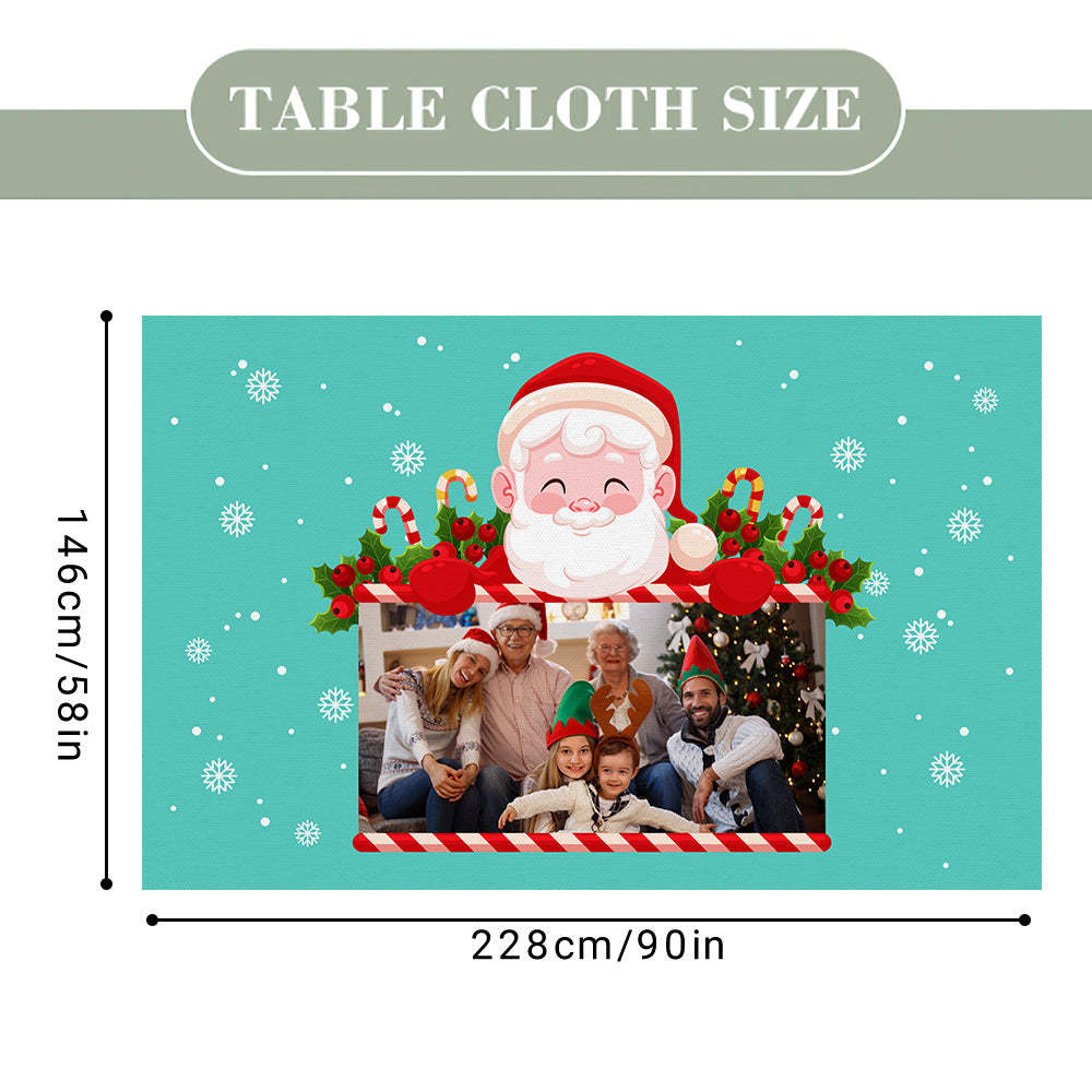 Custom Christmas Santa Photo Tablecloth Personalized Washable Table Cover Christmas Gift - mysiliconefoodbag