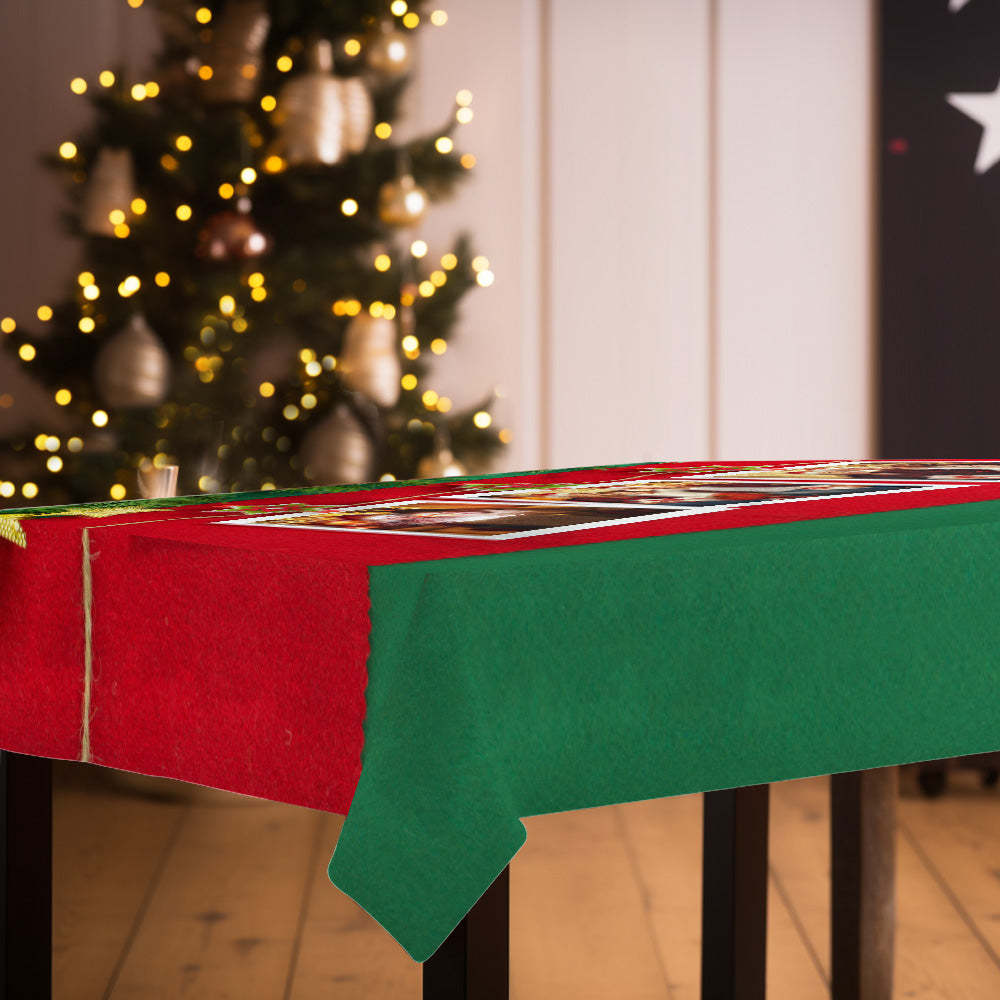 Custom Family Photo Tablecloth Personalized Washable Table Cover Christmas Gift - mysiliconefoodbag