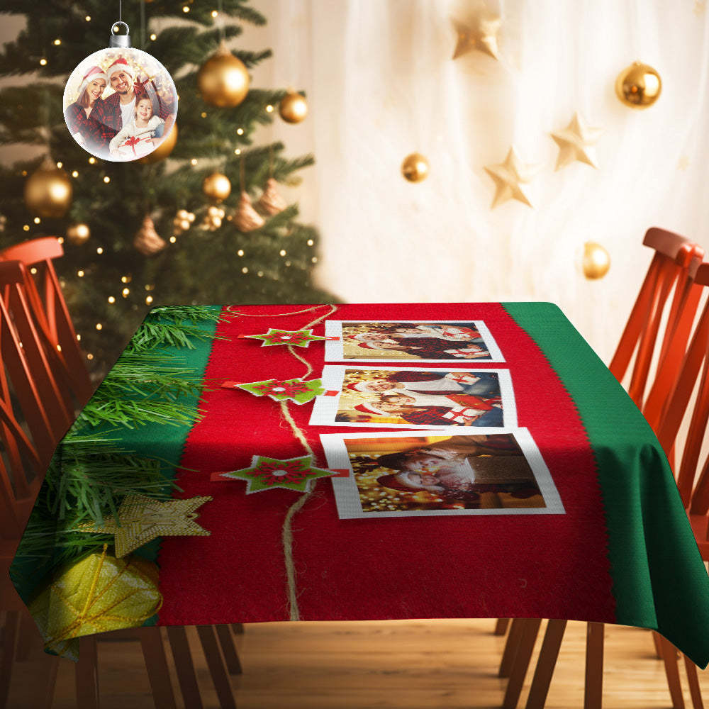Custom Family Photo Tablecloth Personalized Washable Table Cover Christmas Gift - mysiliconefoodbag