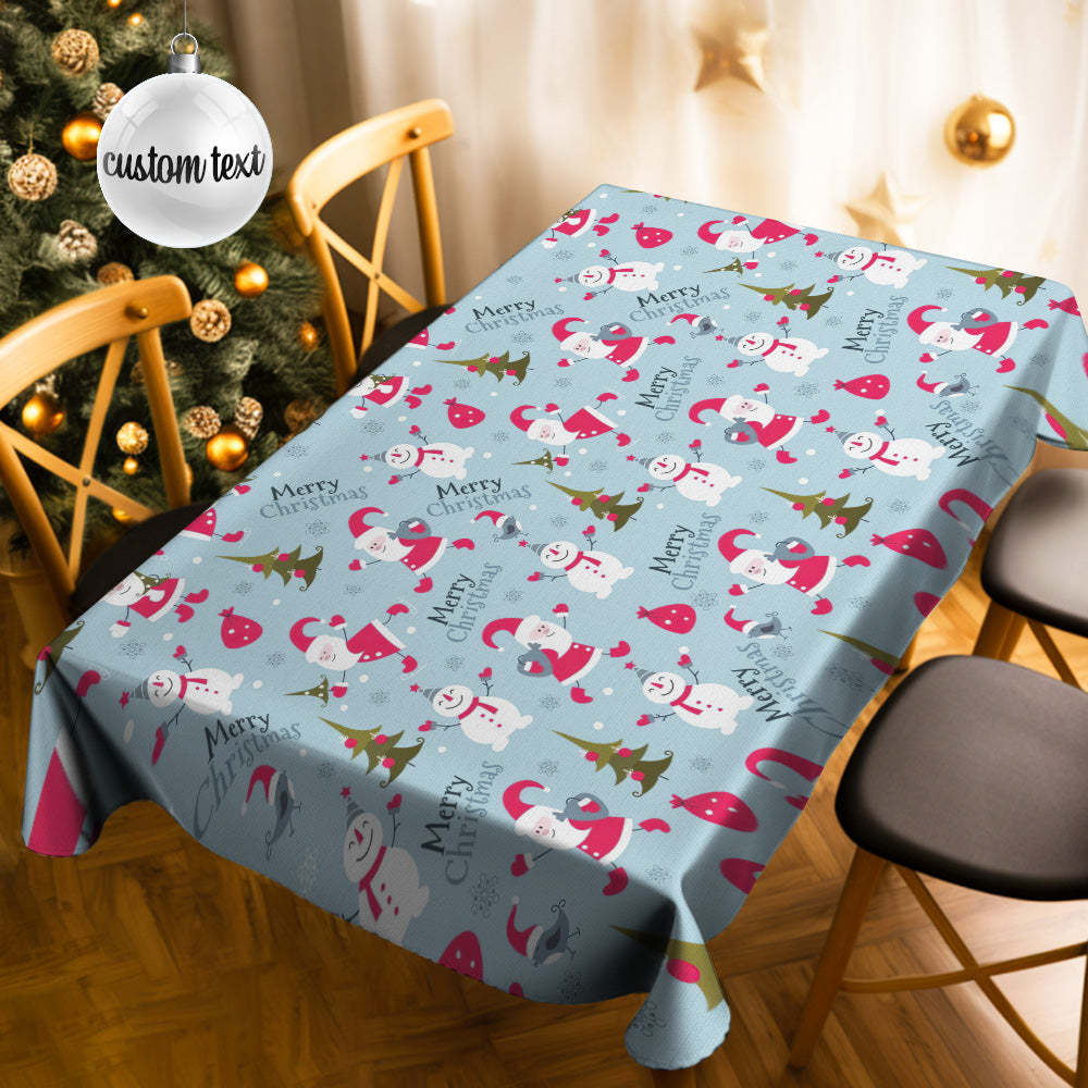 Custom Text Merry Christmas Tablecloth Personalized Washable Table Cover Christmas Gift - mysiliconefoodbag