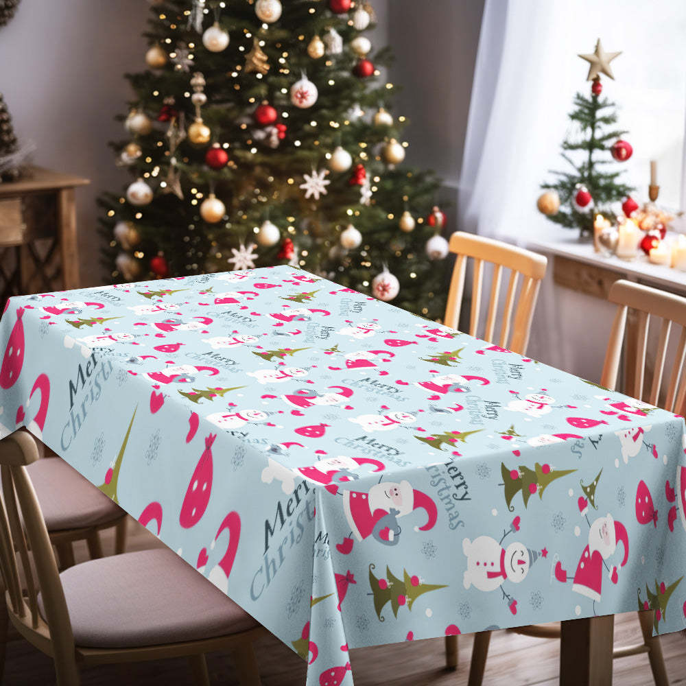 Custom Text Merry Christmas Tablecloth Personalized Washable Table Cover Christmas Gift - mysiliconefoodbag