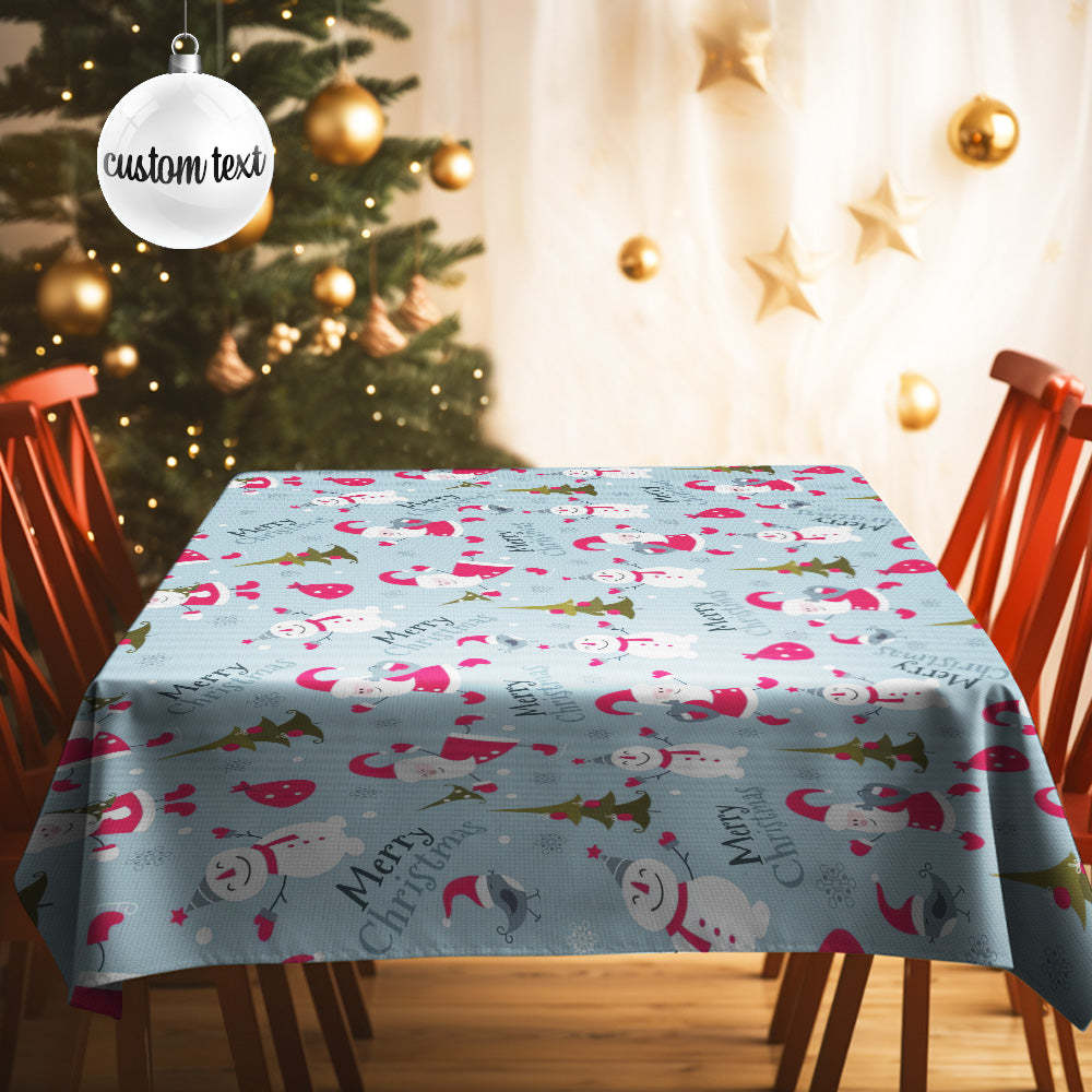 Custom Text Merry Christmas Tablecloth Personalized Washable Table Cover Christmas Gift - mysiliconefoodbag
