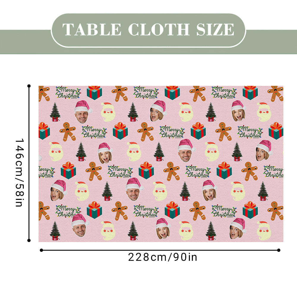 Custom Family Photo Merry Christmas Tablecloth Personalized Washable Table Cover Christmas Gift - mysiliconefoodbag