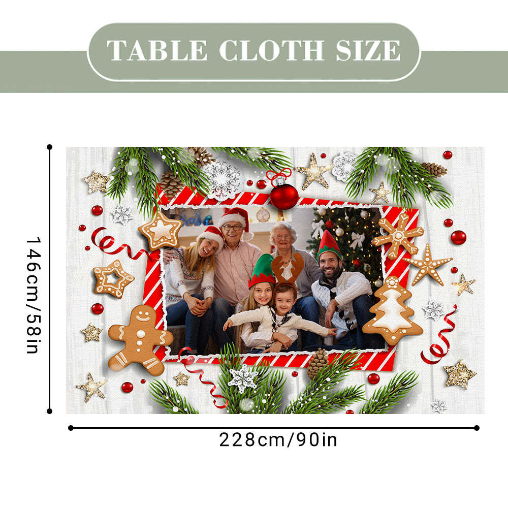 Personalized Family Photo Christmas Tablecloth Custom Washable Table Cover Christmas Gift - mysiliconefoodbag