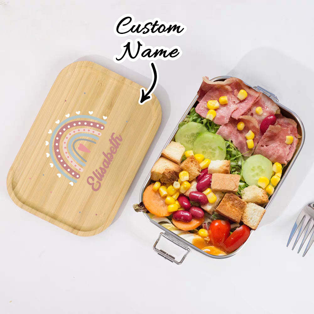 Personalized Lunch Box for Children Custom Stainless Steel Lunch Box with Name Back to School Gift for Children - mysiliconefoodbag