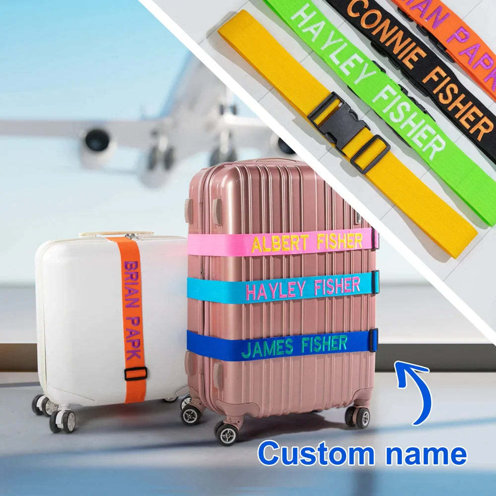 Personalized Name Embroidery Luggage Strap Suitcase Safe Luggage Belt Gifts for Friend - mysiliconefoodbag