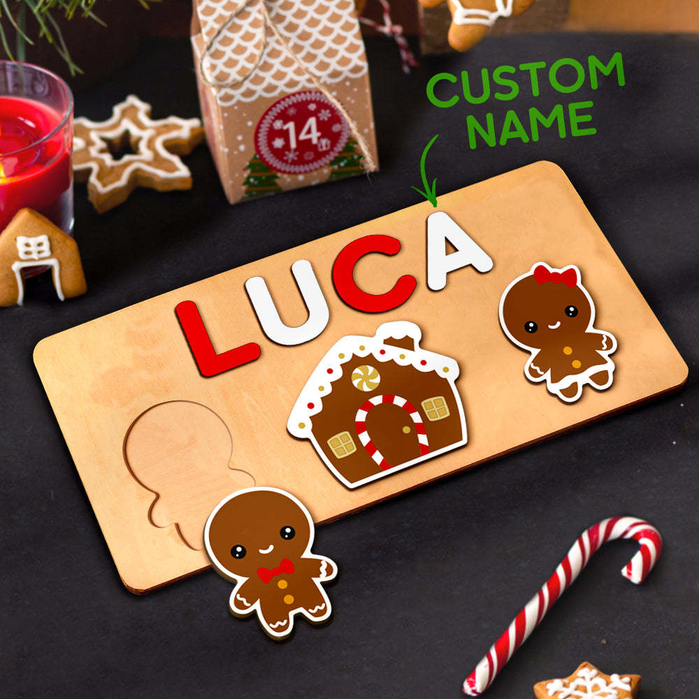 Custom Christmas Wooden Name Puzzle Toy Personalised Name Puzzle Montessori Toy Gift for Baby - makephotopuzzleuk