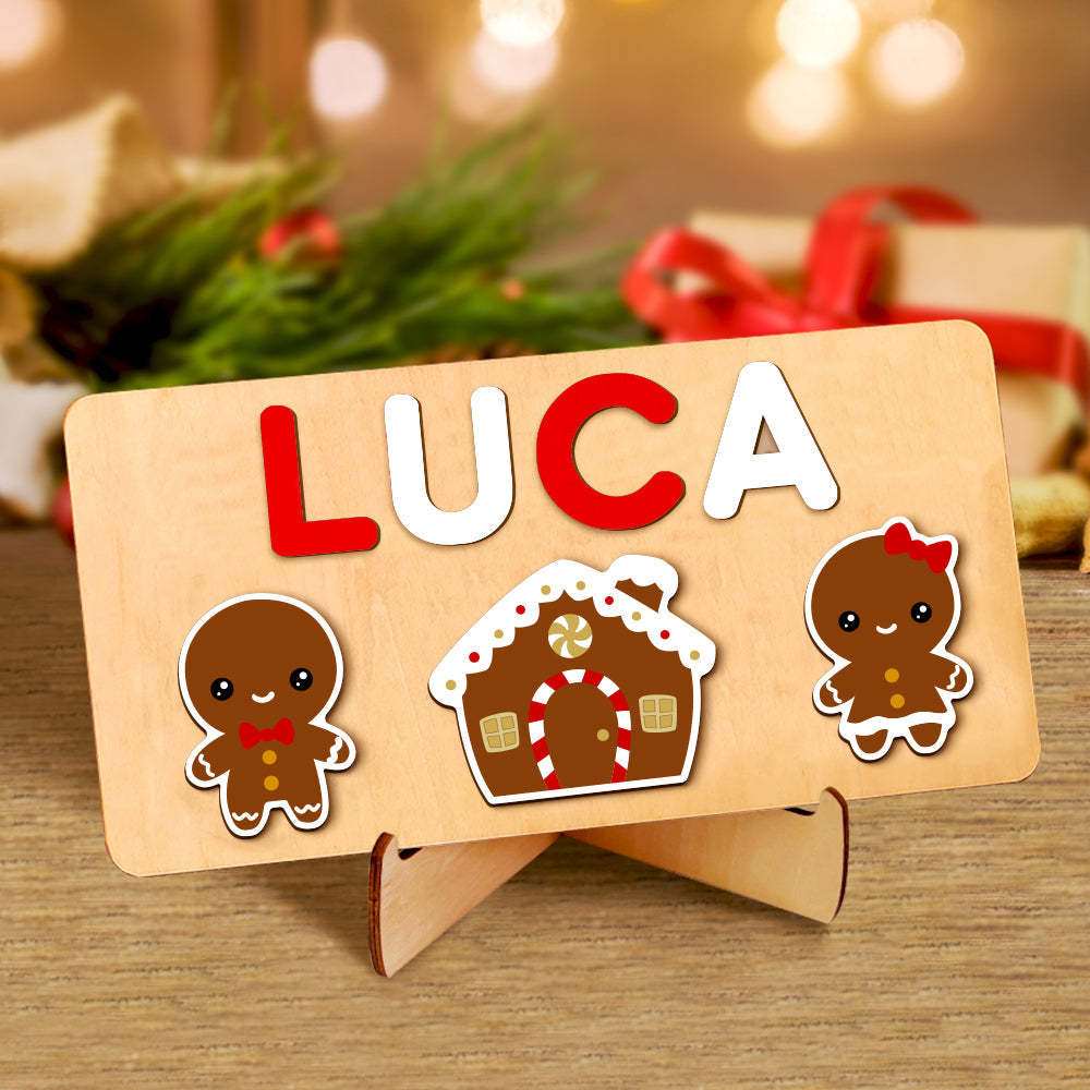 Custom Christmas Wooden Name Puzzle Toy Personalised Name Puzzle Montessori Toy Gift for Baby - makephotopuzzleuk
